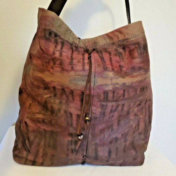 Lucky Brand Handbags - Leather cowgirl hippy bag purse hobo black brown tan red burgundy beige tie dyed